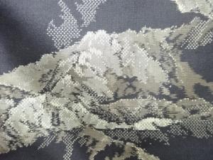 アンティーク　山岳模様織り出し本場泥大島紬着物